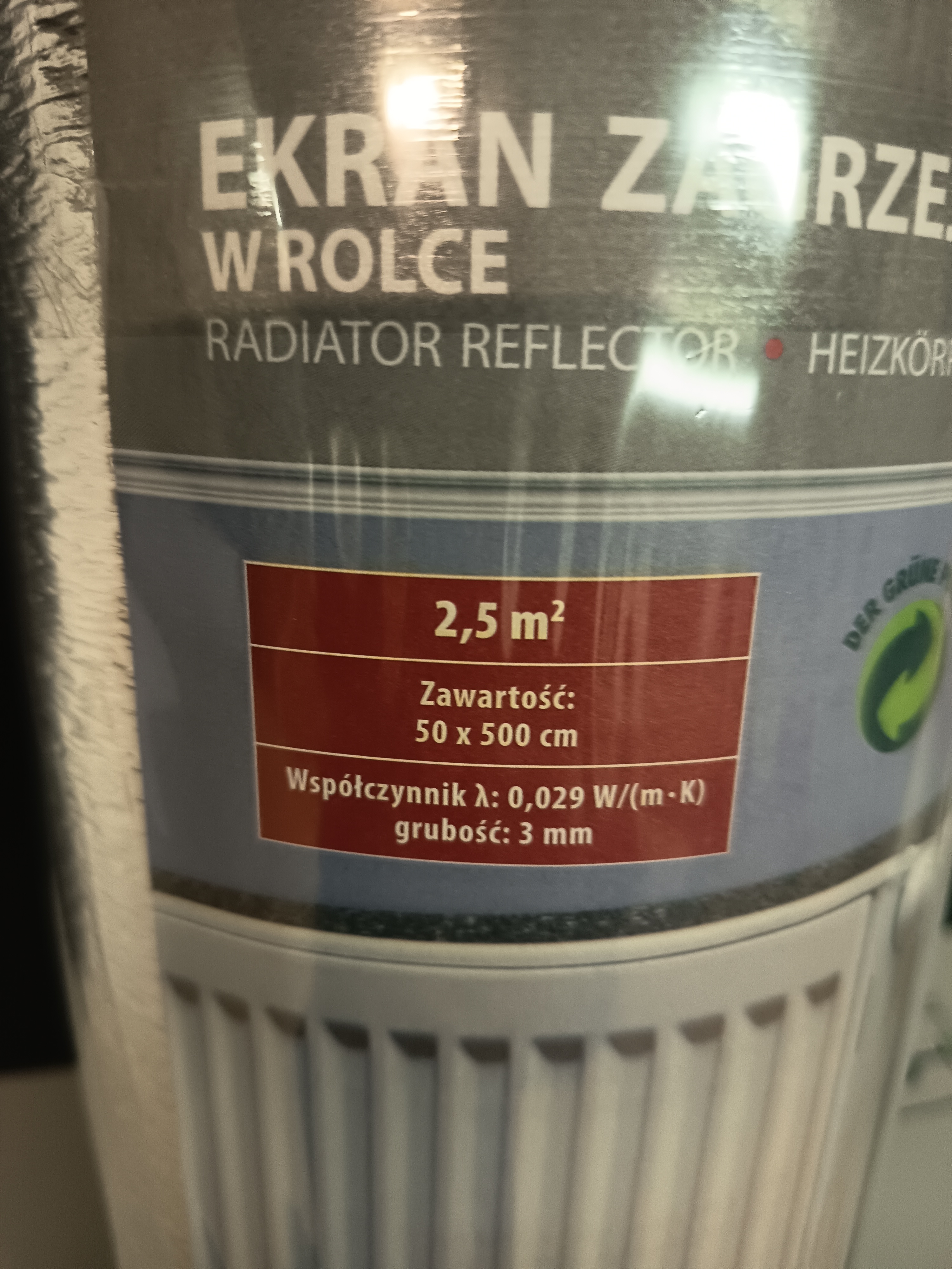 Hőtükör-hővisszaverő fólia 3mm*50cm*5m radiátor mögé