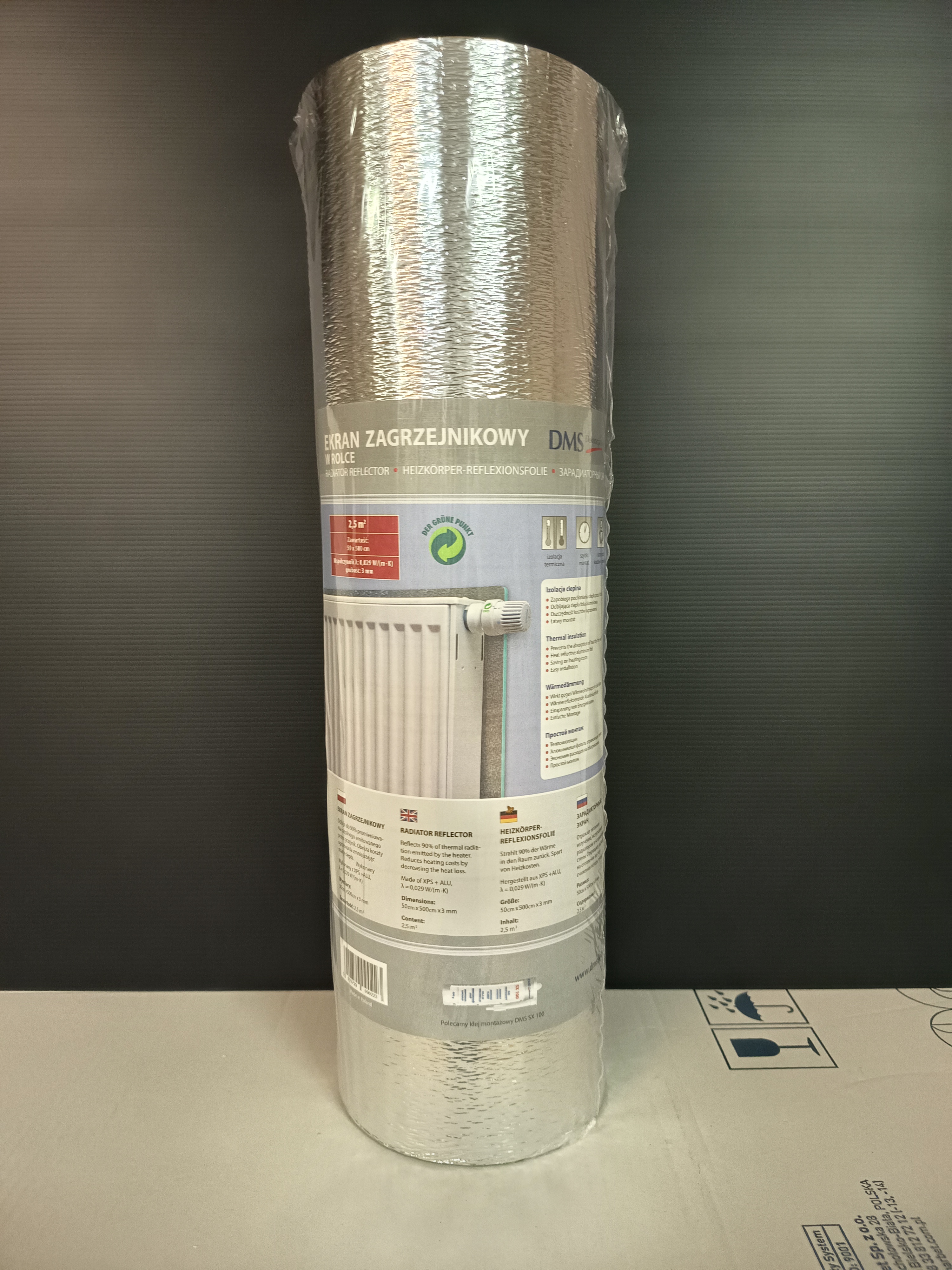 Hőtükör-hővisszaverő fólia 3mm*50cm*5m radiátor mögé